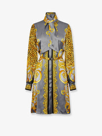 Versace Women's Silk Chemisier Dress Grey