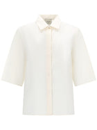 Alysi Women's Silk Cropped Shirt White