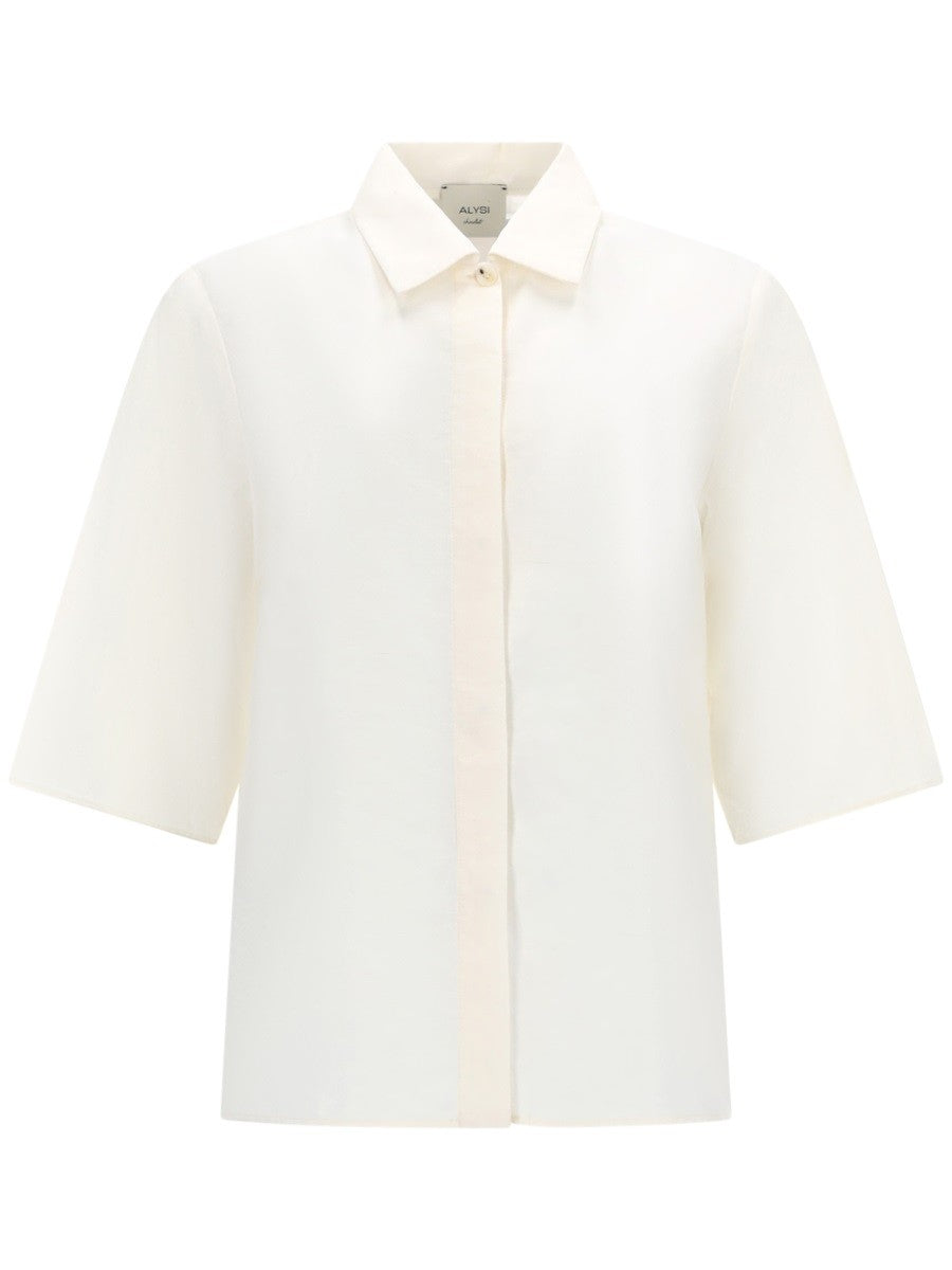 Alysi Women's Silk Cropped Shirt White