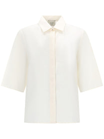 Alysi Women's Silk Cropped Shirt White