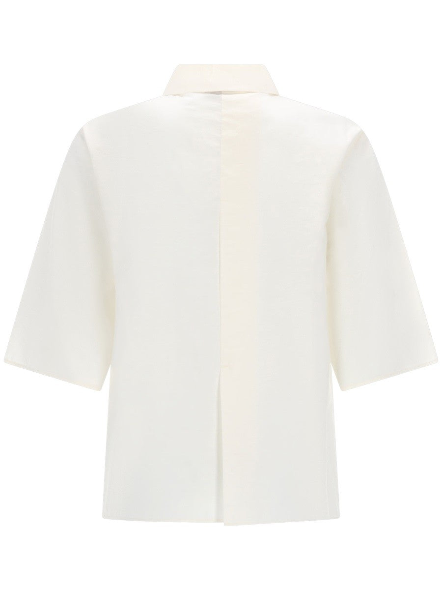 Alysi Women's Silk Cropped Shirt White