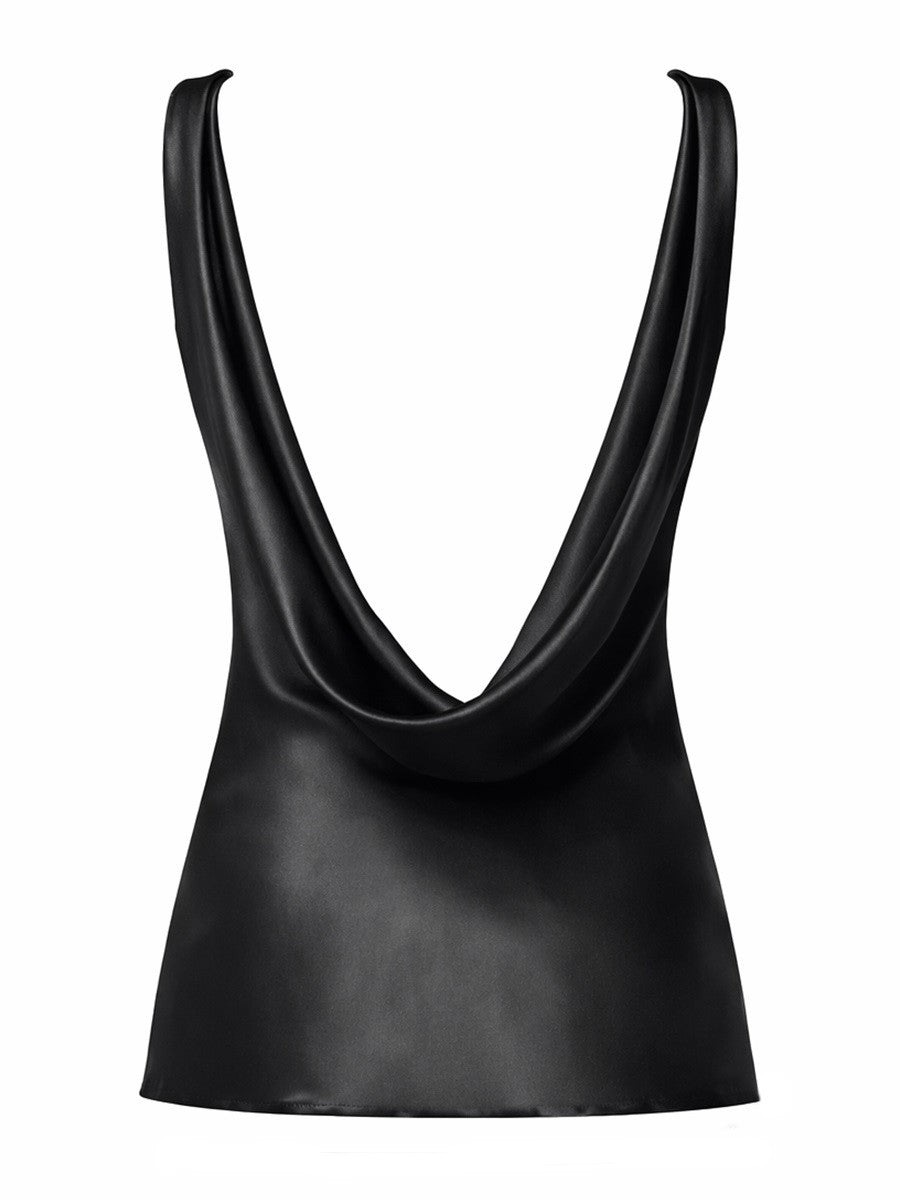 Nina Ricci Women's Silk Draped Top Black