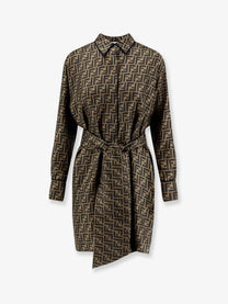 Fendi Women's Silk Dress Grey