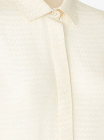 Fendi Women's Silk Jacquard Chemisier Dress White, view 3
