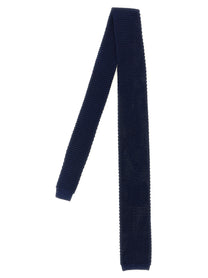 Brunello Cucinelli Silk Knit Tie Blue