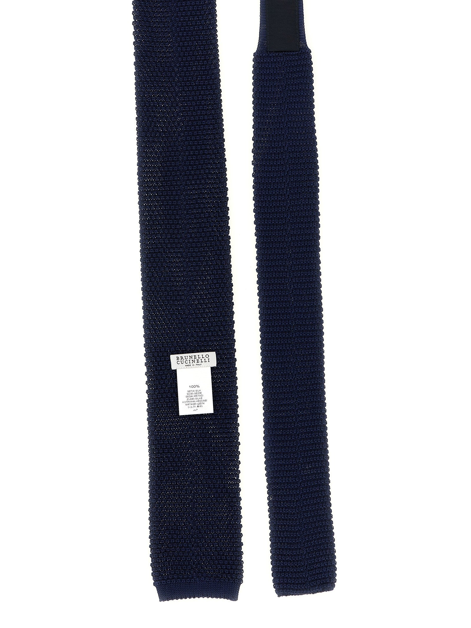 Brunello Cucinelli Silk Knit Tie Blue