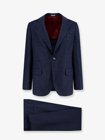 Brunello Cucinelli Men's Linen and Wool Suit Blue