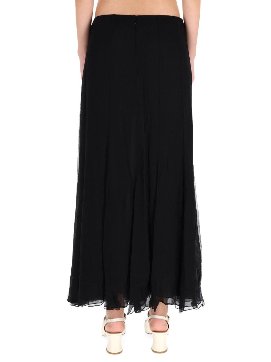 Chloé Women's Silk Muslin Maxi Skirt Black, view 4