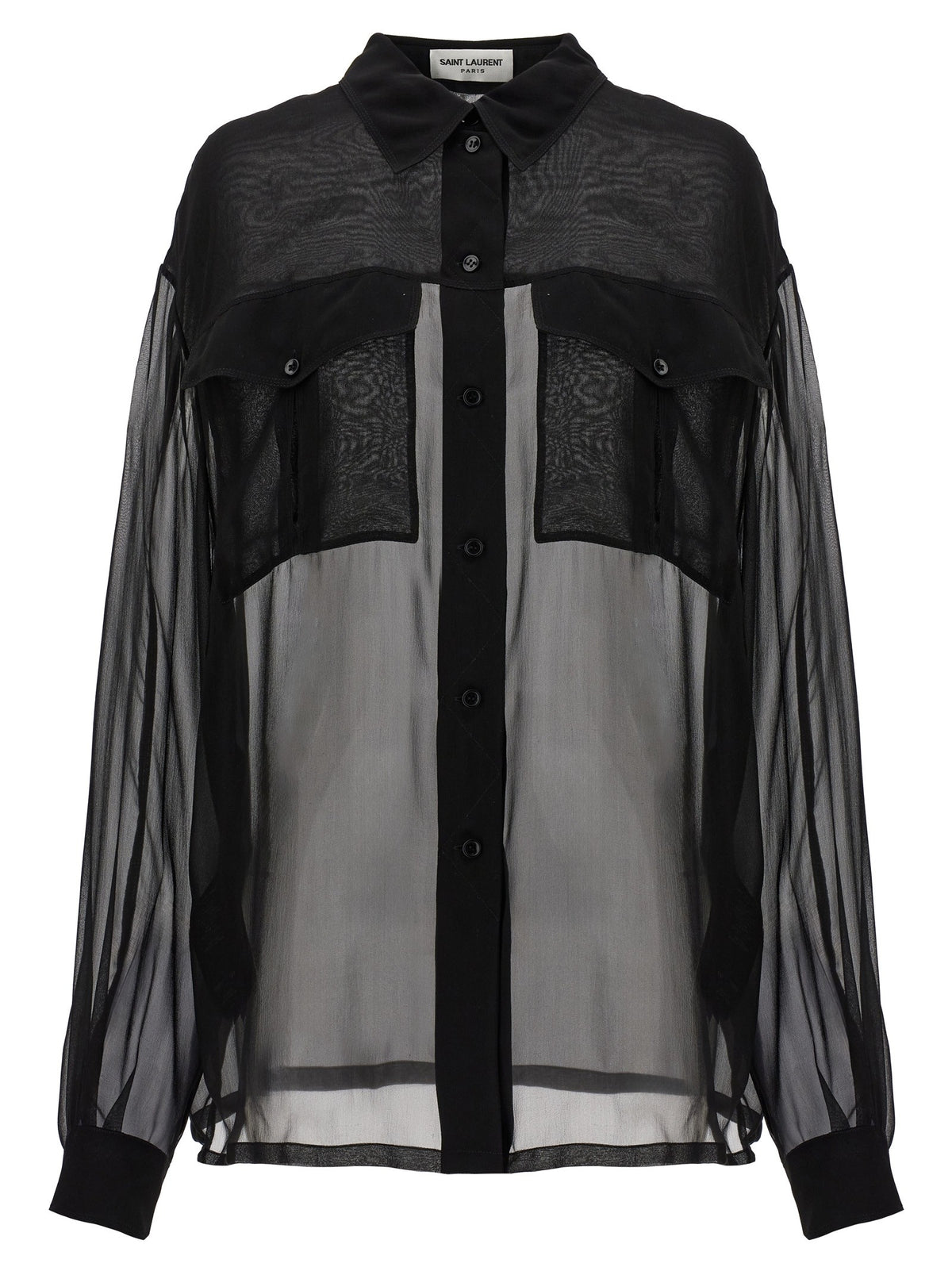 Saint Laurent Silk Muslin Shirt Black