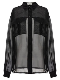 Saint Laurent Silk Muslin Shirt Black