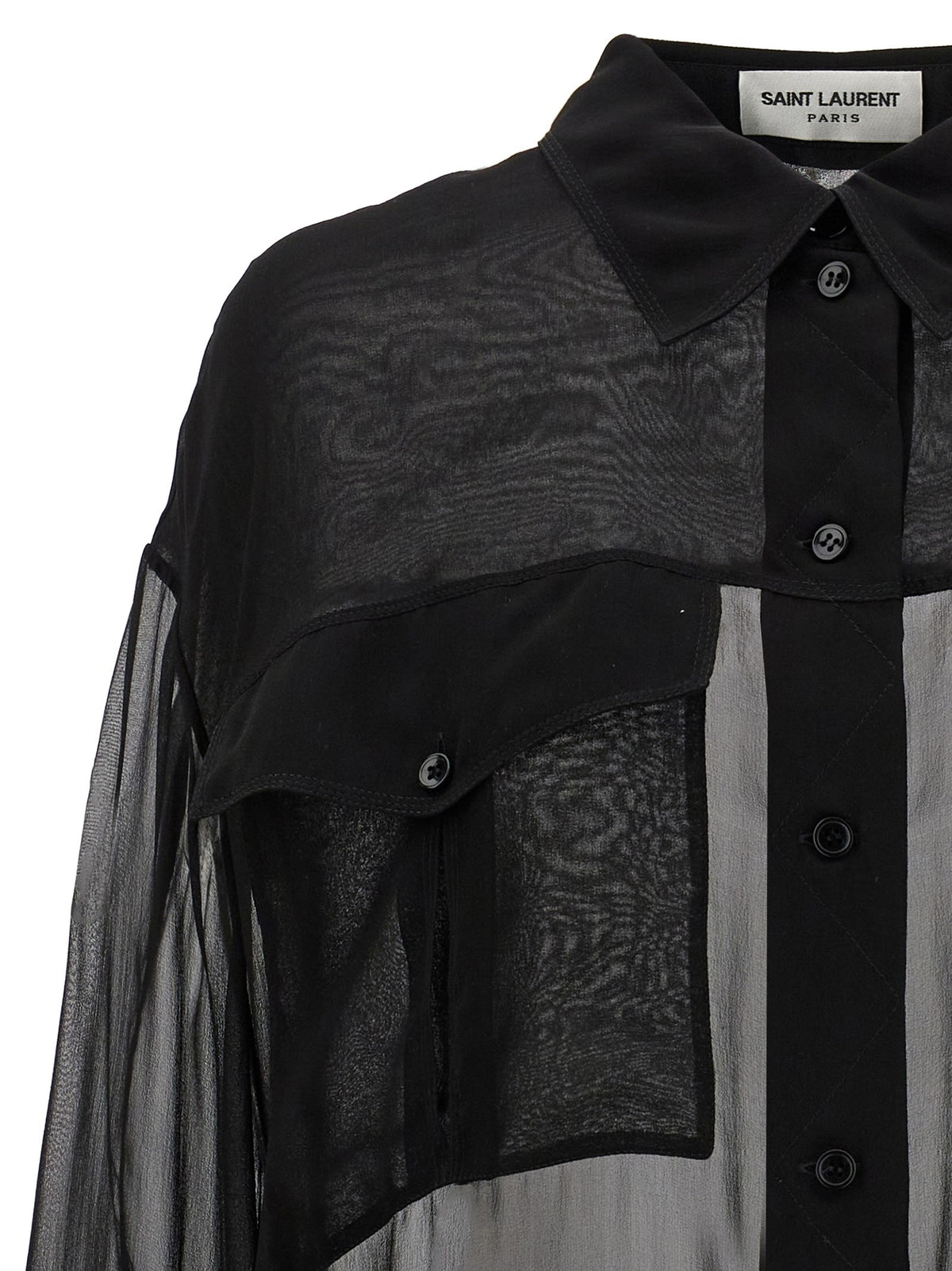 Saint Laurent Silk Muslin Shirt Black, view 3
