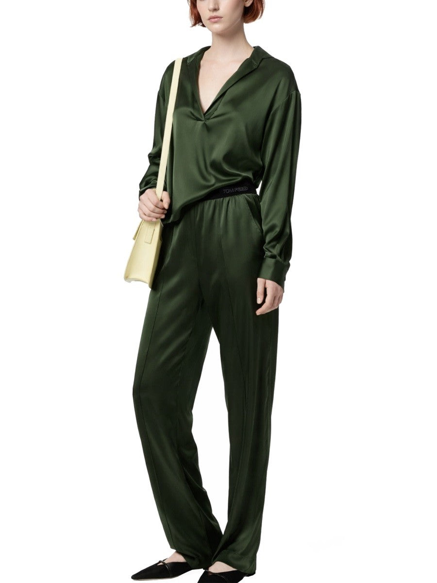 Tom Ford Women's Silk Pajama Pants Green