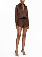 Tom Ford Women's Silk Pajama Shorts Brown, view 2