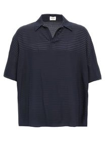 Saint Laurent Silk Polo Shirt Blue