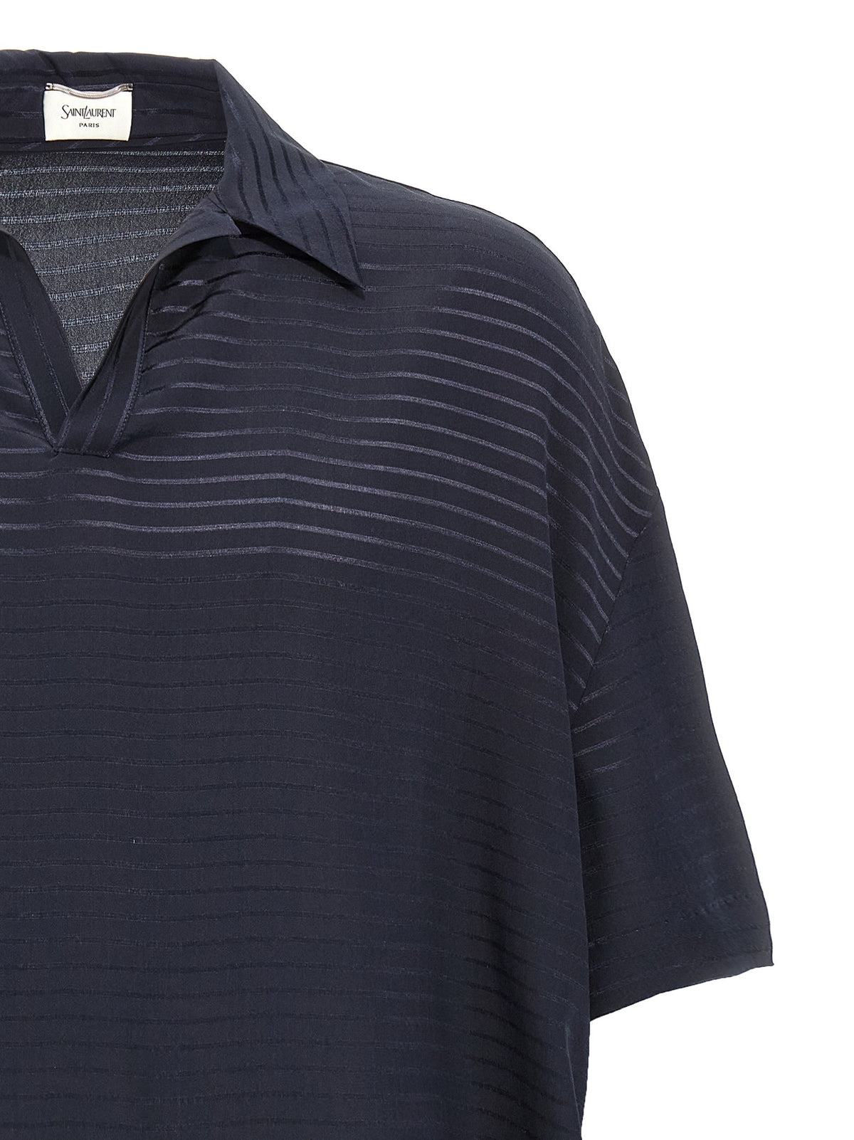 Saint Laurent Silk Polo Shirt Blue