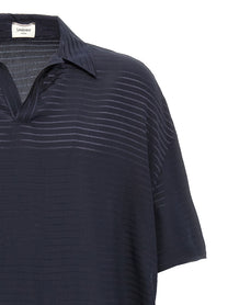 Saint Laurent Silk Polo Shirt Blue