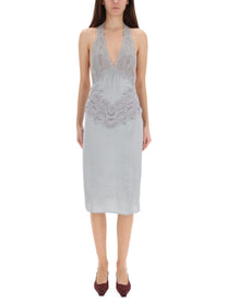 Gucci Women's Silk Satin Dress Grey