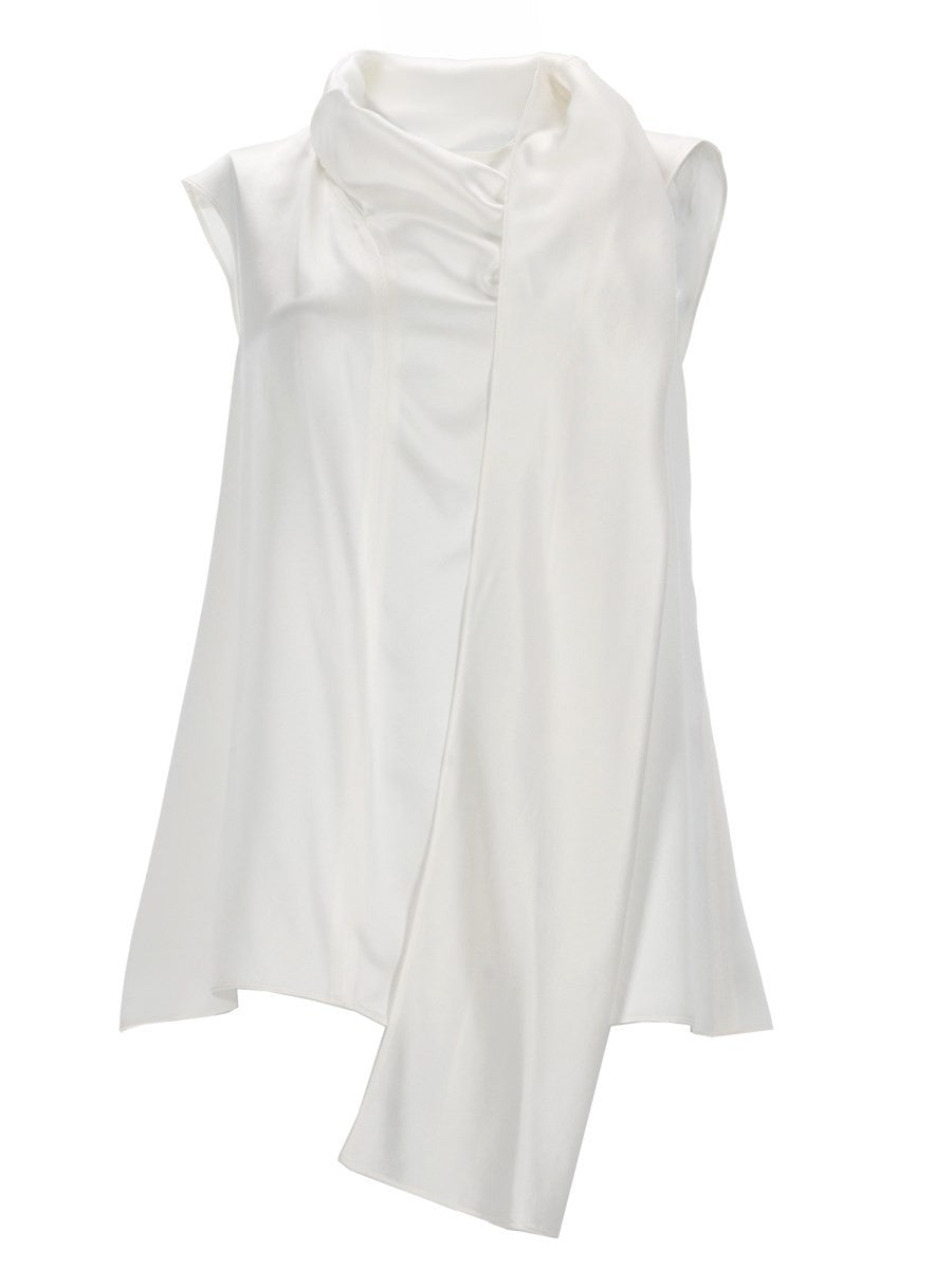 S MAX MARA Women's Silk Satin Top White