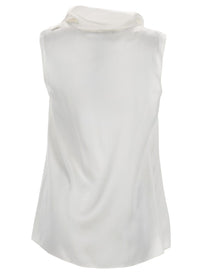 S MAX MARA Women's Silk Satin Top White