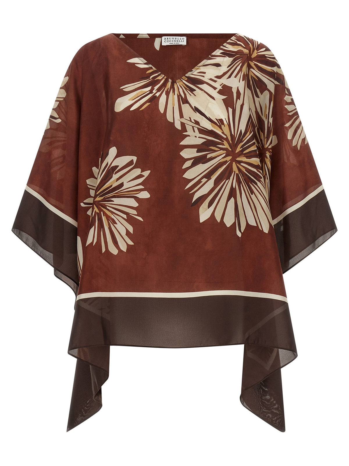 Brunello Cucinelli Silk Scarf Blouse Red