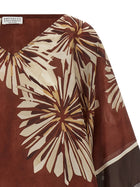 Brunello Cucinelli Silk Scarf Blouse Red, view 3