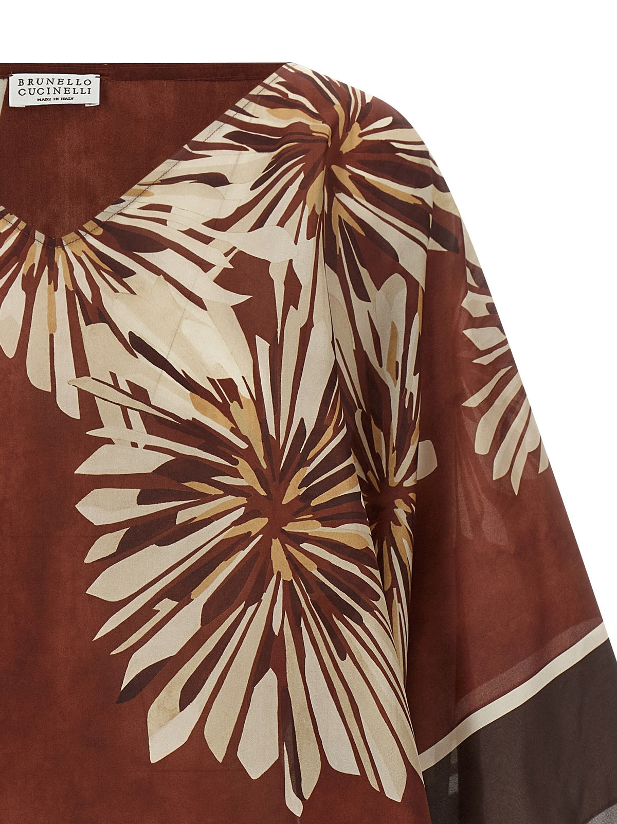 Brunello Cucinelli Silk Scarf Blouse Red, view 3