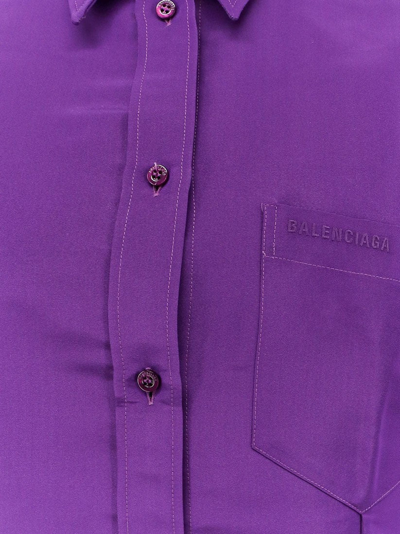 Balenciaga Women's Silk Shantung Shirt Purple