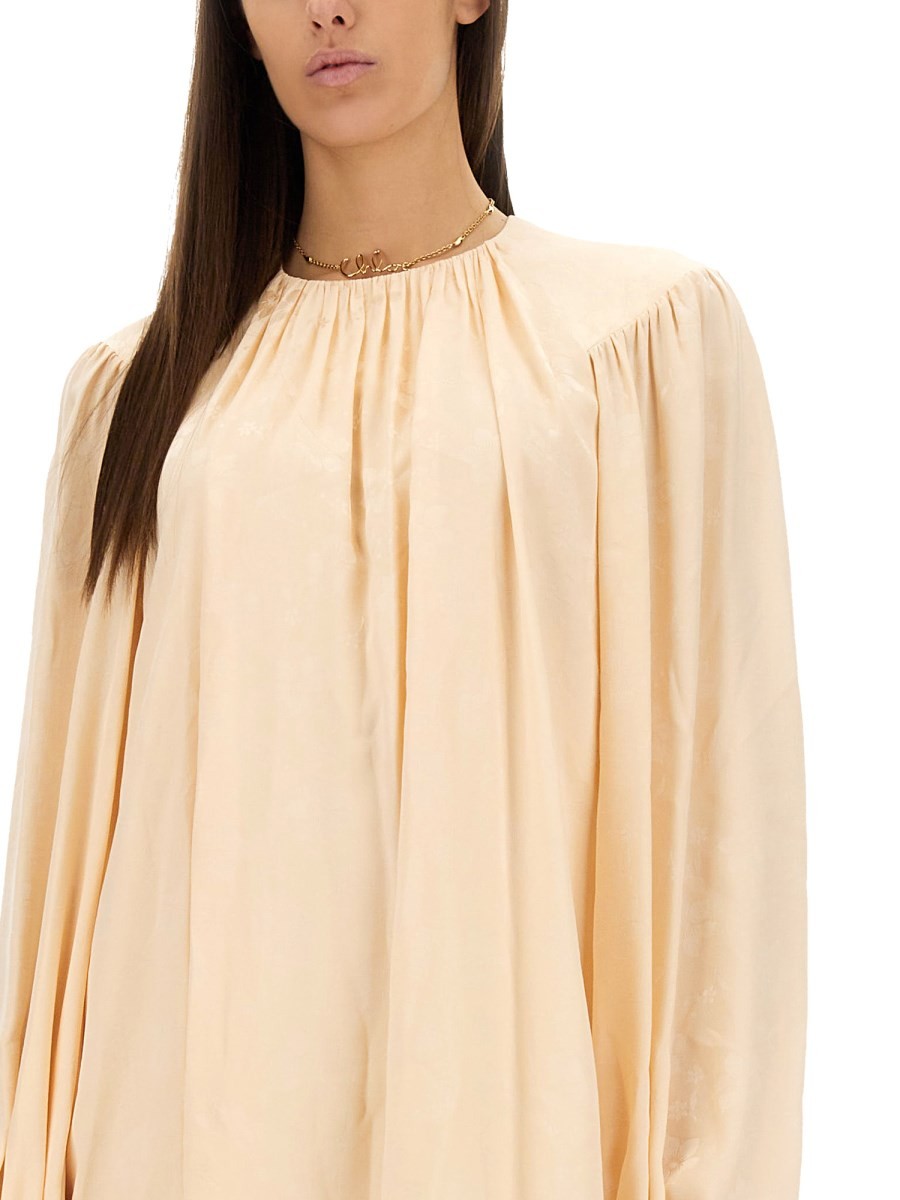 Chloé Women's Silk Shirred Mini Dress Pink
