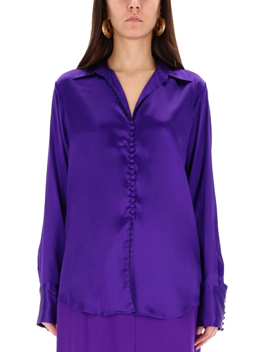 Dries Van Noten Women's Silk Shirt Purple Dries Van Noten