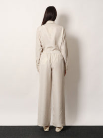 Rohe Women's Silk Striped Trousers White