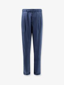 Saint Laurent Men's Silk Trousers Blue