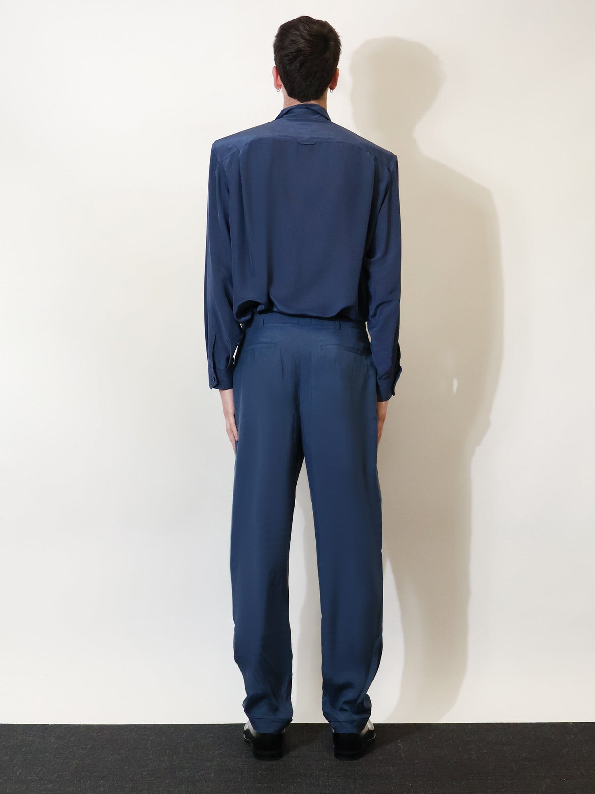 Saint Laurent Men's Silk Trousers Blue, view 3