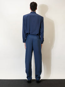 Saint Laurent Men's Silk Trousers Blue, view 3