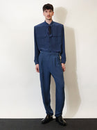 Saint Laurent Men's Silk Trousers Blue, view 2