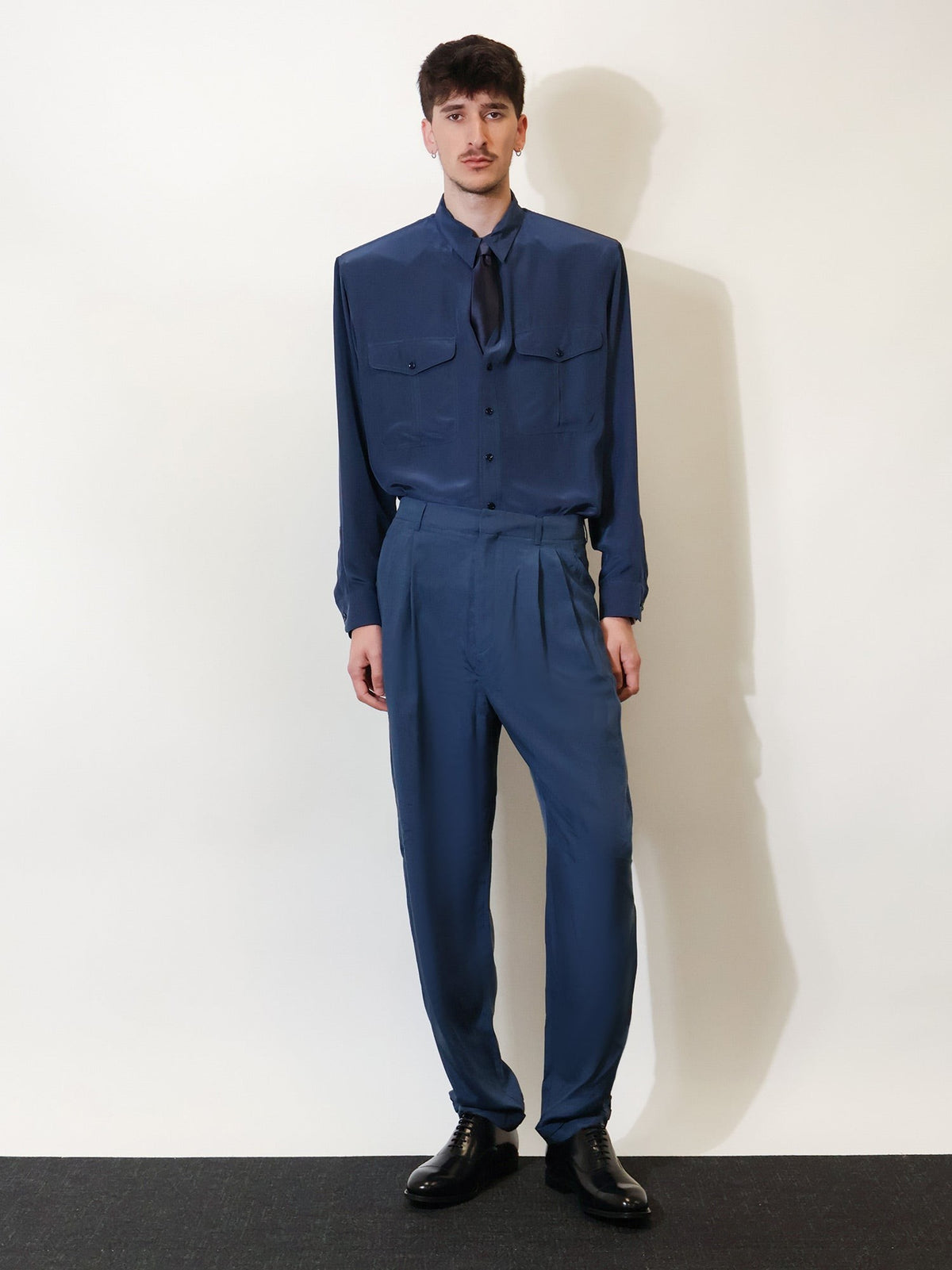 Saint Laurent Men's Silk Trousers Blue, view 2
