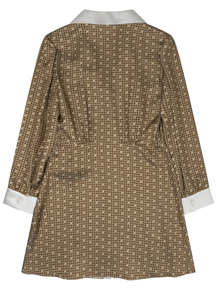 Celine Women's Silk Twill Mini Shirt Dress Brown