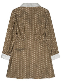 Celine Women's Silk Twill Mini Shirt Dress Brown