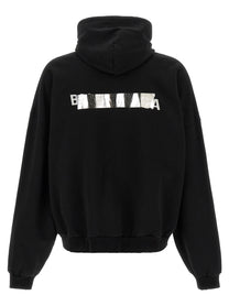 Balenciaga Silver Tape Hoodie Black