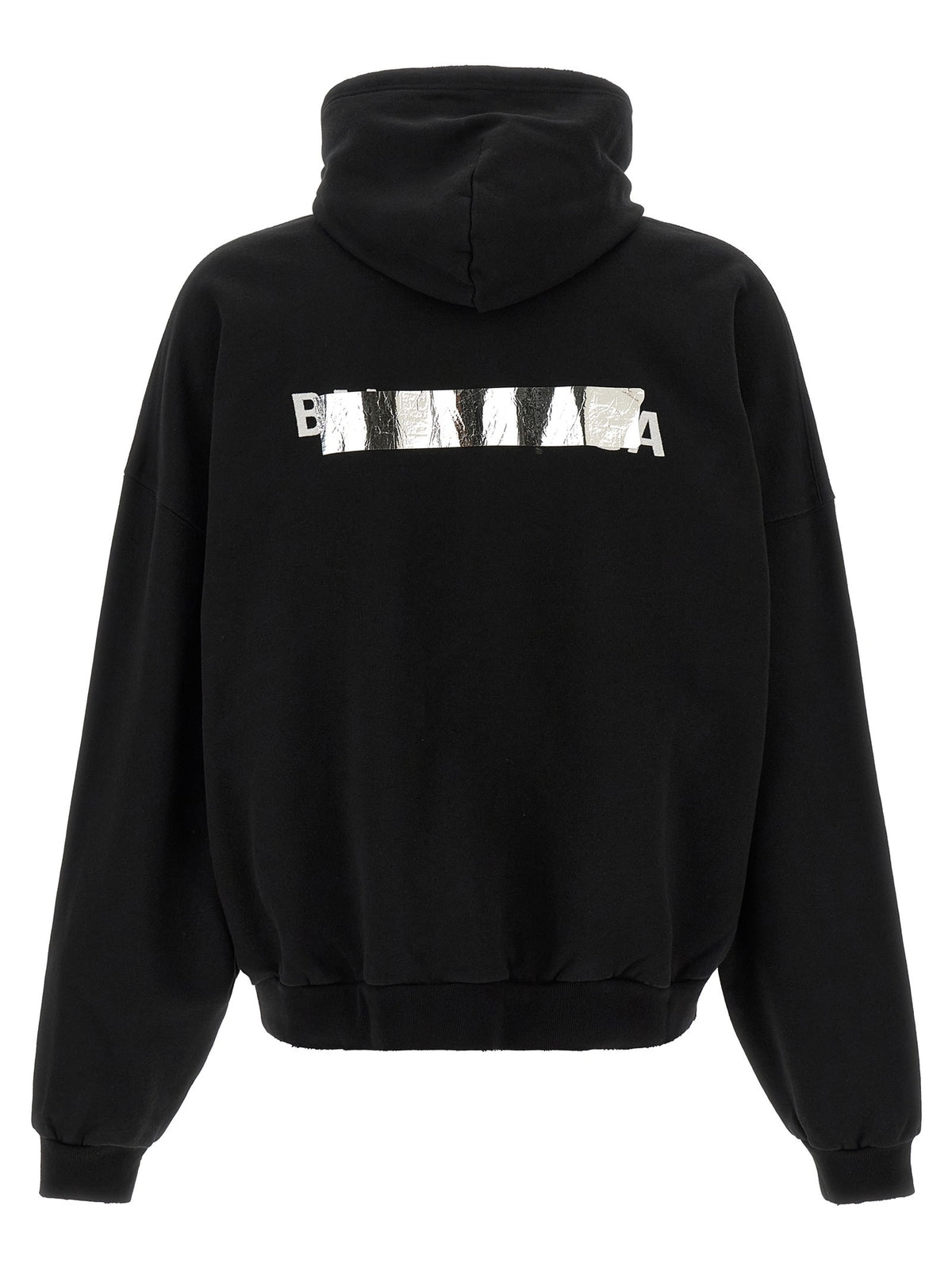 Balenciaga Silver Tape Hoodie Black