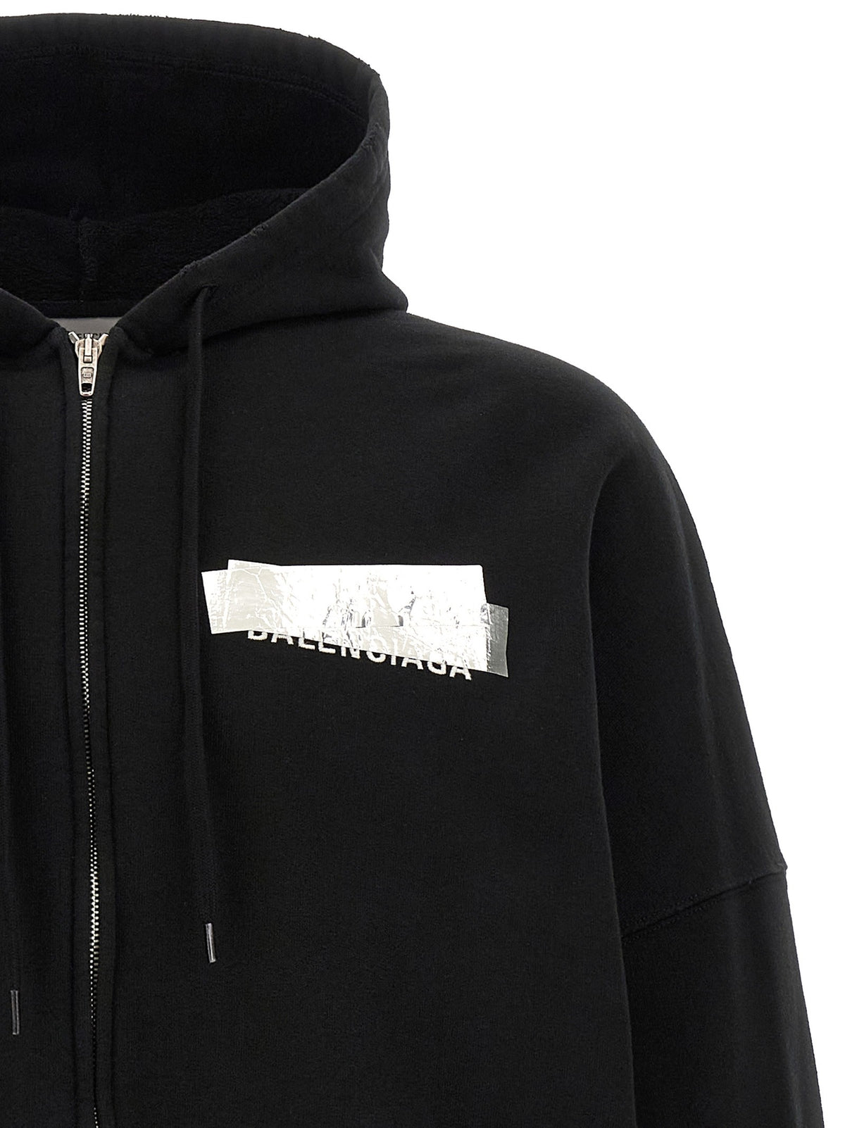 Balenciaga Silver Tape Hoodie Black