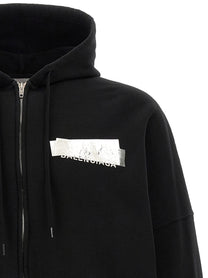 Balenciaga Silver Tape Hoodie Black
