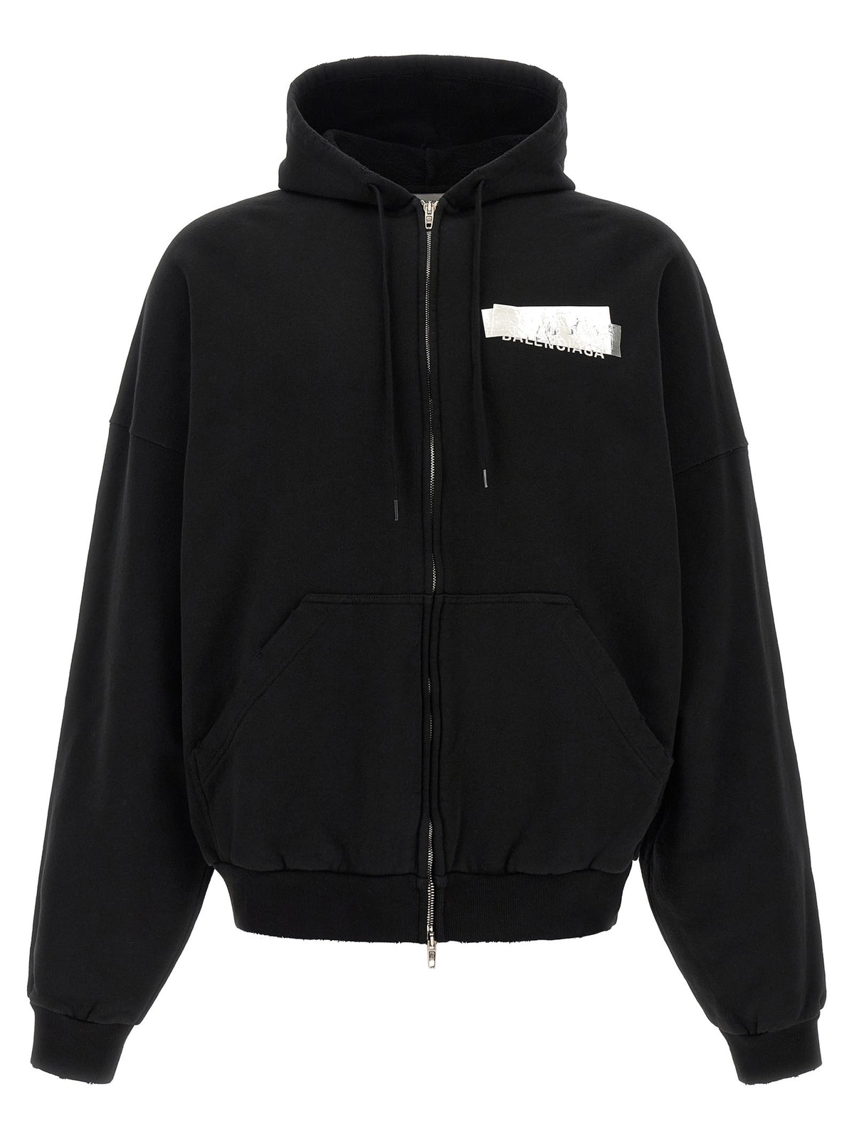 Balenciaga Silver Tape Hoodie Black