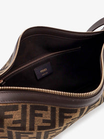 Fendi Women's Simply Medium FF Jacquard Fabric Crossbody Bag Gold