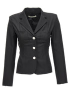 Alessandra Rich Single Breast Lace up Blazer Jacket Black