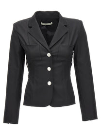 Alessandra Rich Single Breast Lace up Blazer Jacket Black