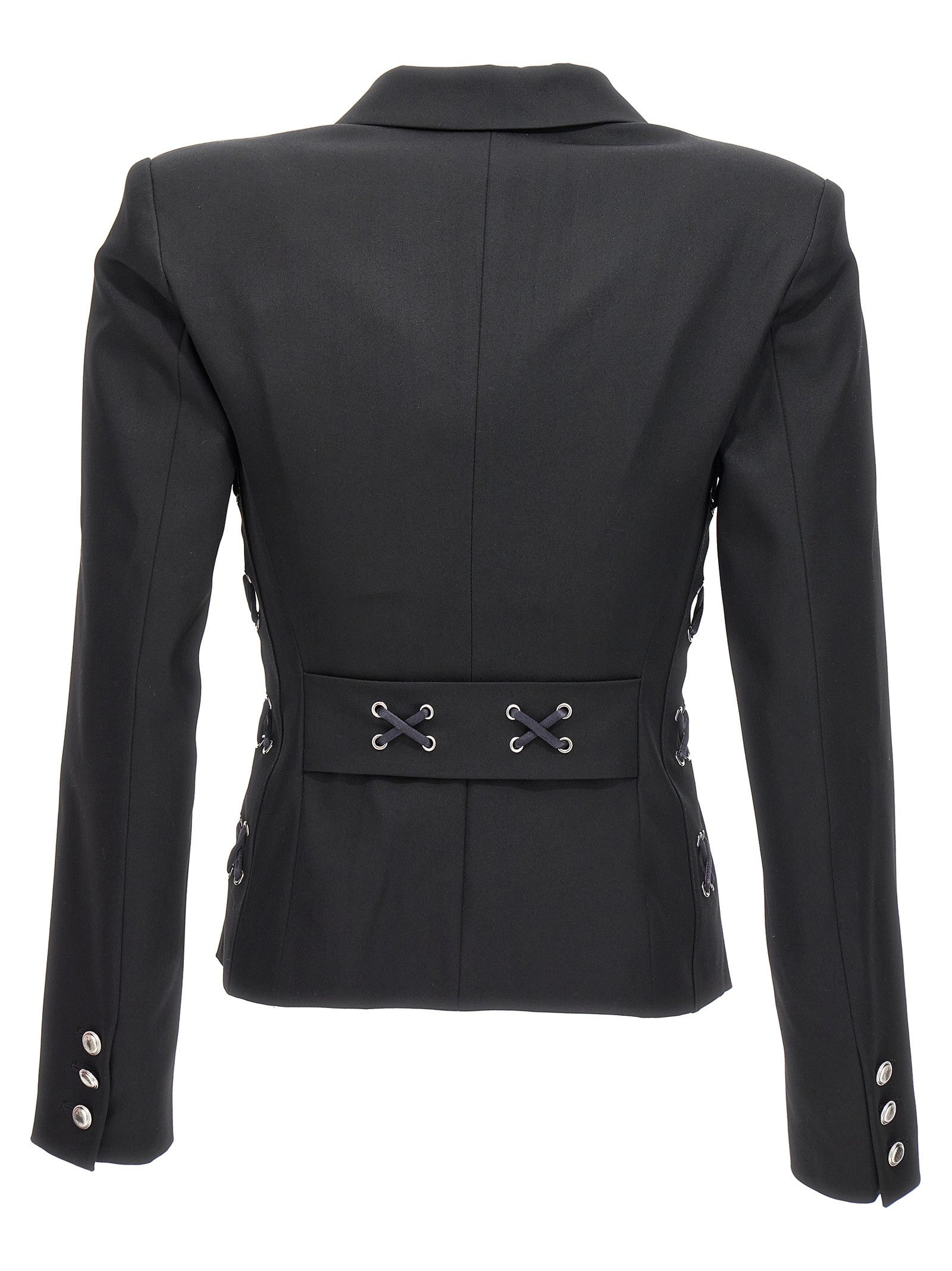 Alessandra Rich Single Breast Lace up Blazer Jacket Black