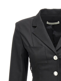 Alessandra Rich Single Breast Lace up Blazer Jacket Black