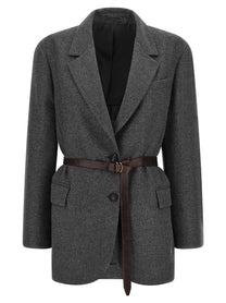 Brunello Cucinelli Single Breasted Blazer Grey