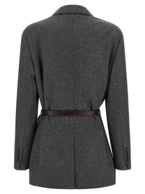 Brunello Cucinelli Single Breasted Blazer Grey