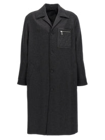 Fendi Single Breasted Cashmere Coat Grey